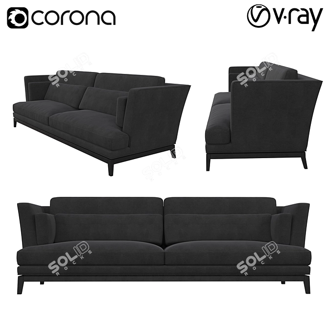 Elegant Trace Grey Sofa 3D model image 3