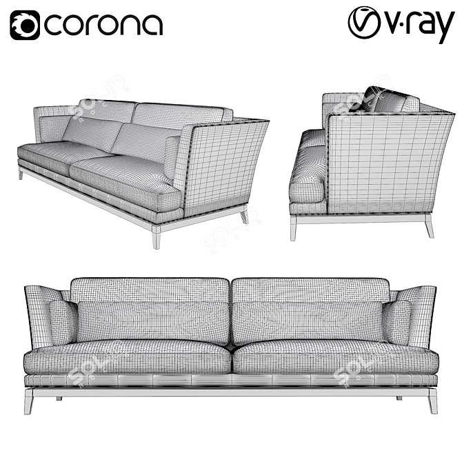 Elegant Trace Grey Sofa 3D model image 4