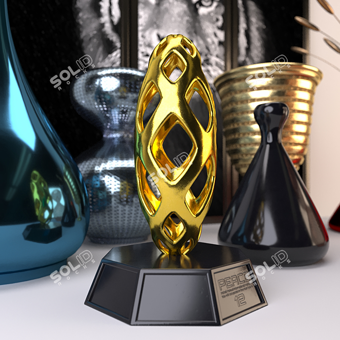 Metallic Accents Decor Set 3D model image 2