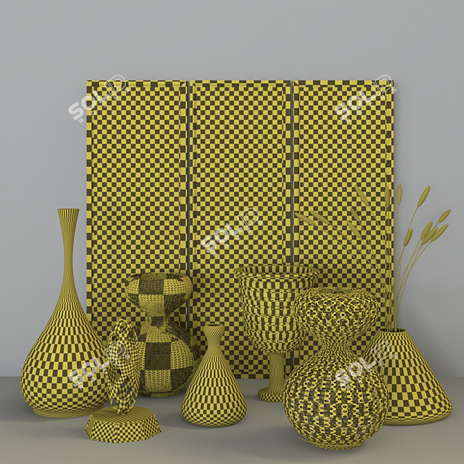 Metallic Accents Decor Set 3D model image 4