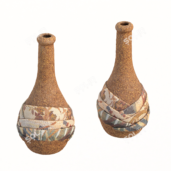 Handcrafted Decorative Decoupage Bottle 3D model image 3