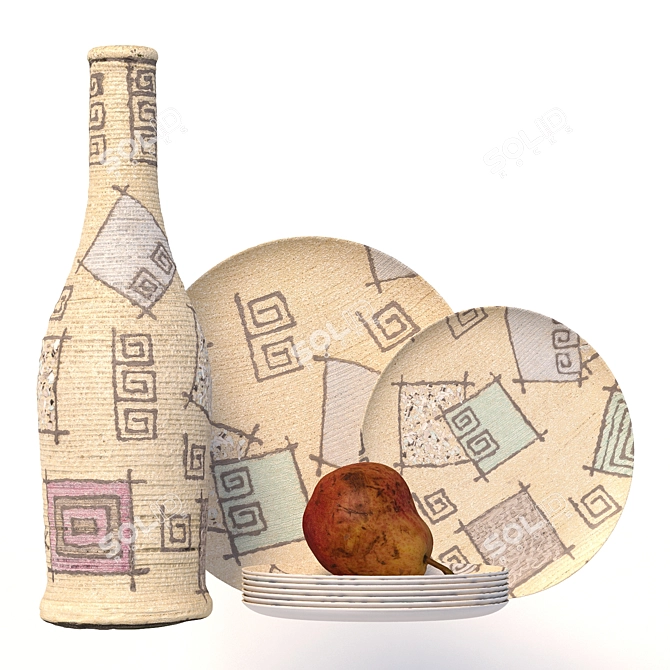 Handcrafted Decoupage Decorative Bottle 3D model image 2