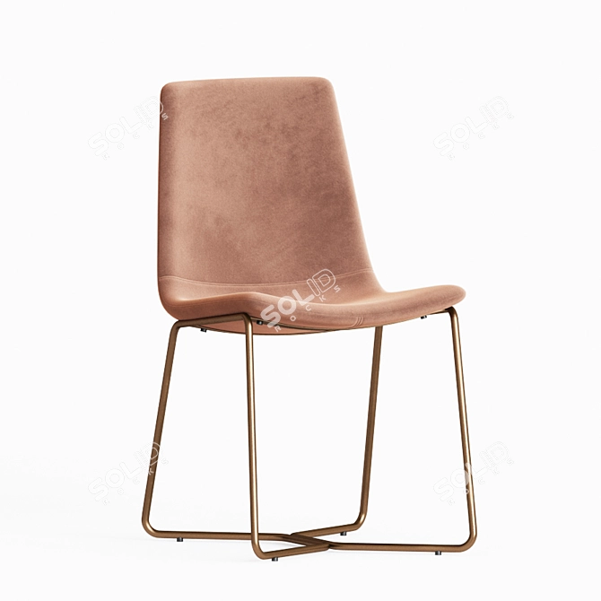  Modern Upholstered Dining Chair 3D model image 2