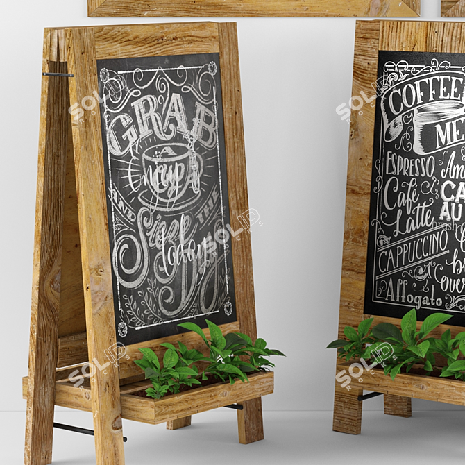 Greenery Chalkboard Set: Cafe Menu, Plants 3D model image 2