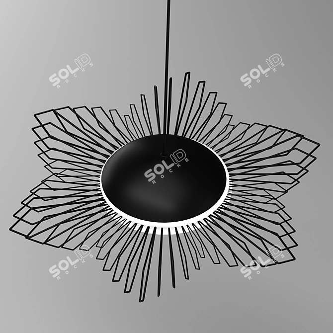 Elegant LED Flower Pendant 3D model image 3