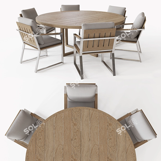 Teak Round Dining Table: Aegean Elegance 3D model image 1