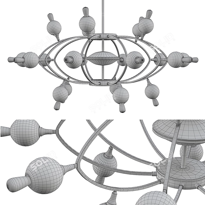 Elegant Molecule Pendant Chandelier 3D model image 2