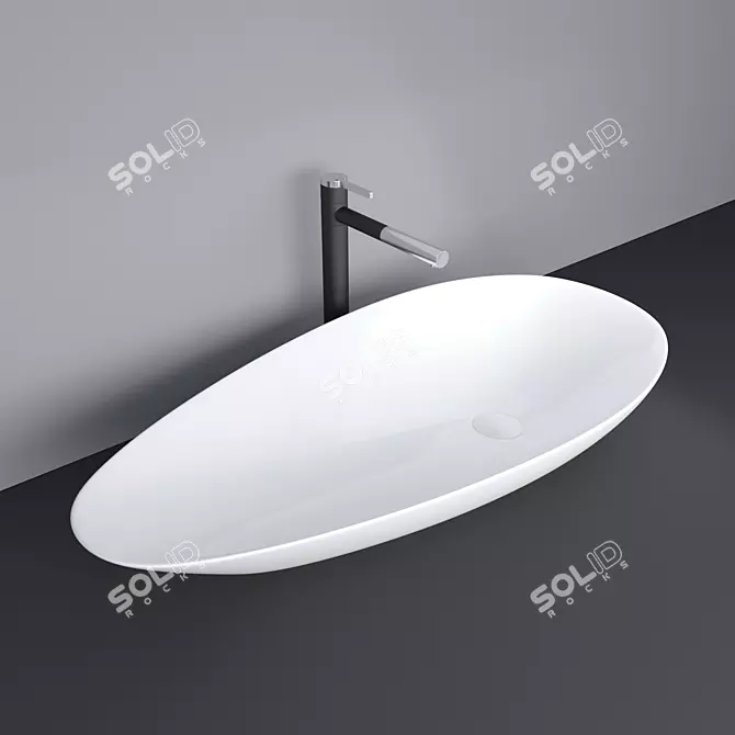 Title: Rea Greta Ceramic Sink 3D model image 1