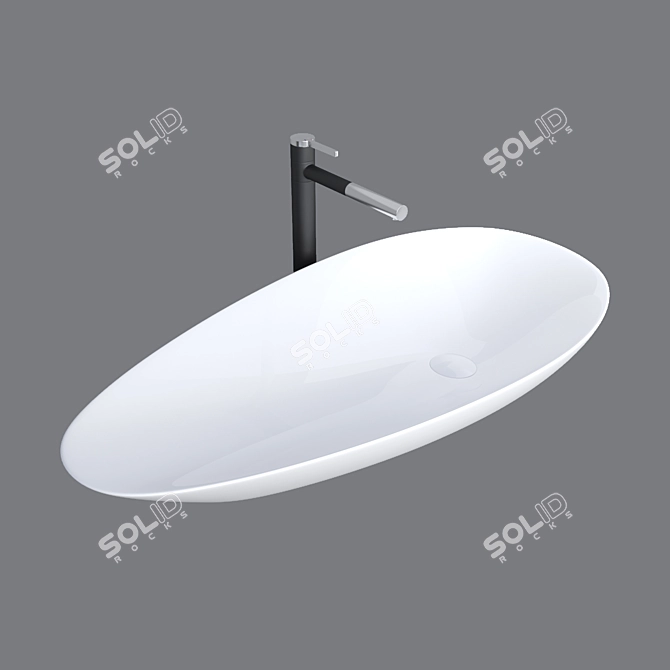 Title: Rea Greta Ceramic Sink 3D model image 3