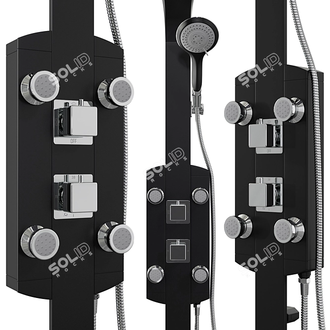 Hudson Reed Black Thermostatic Shower Panel 3D model image 3