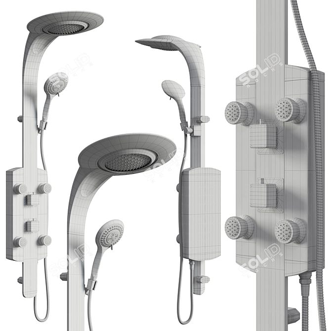 Hudson Reed Black Thermostatic Shower Panel 3D model image 5