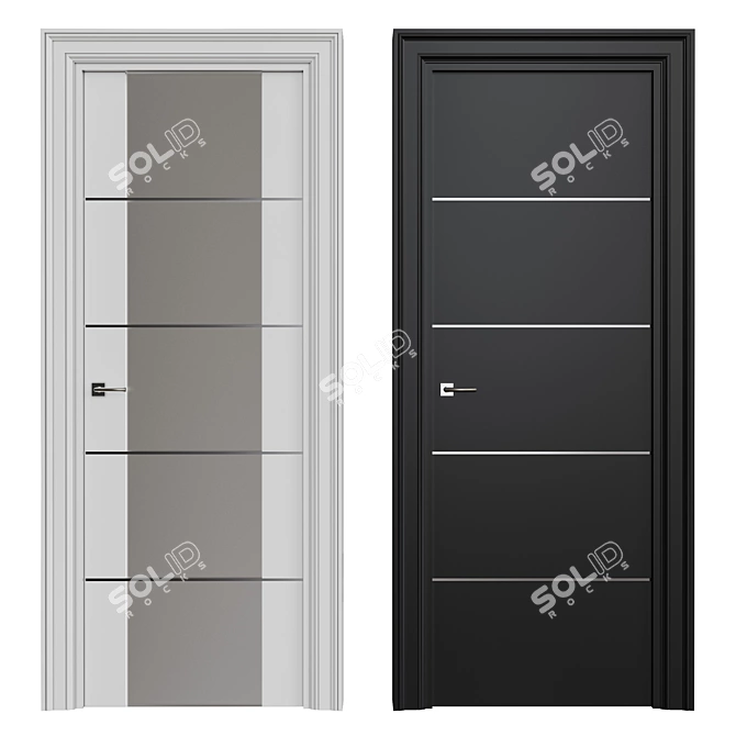 Modern Wooden Entry Door 3D model image 1