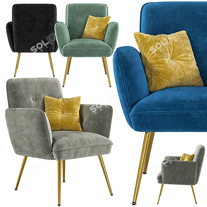 Nelda Contemporary Armchair with PBR-Ready Design 3D model image 1