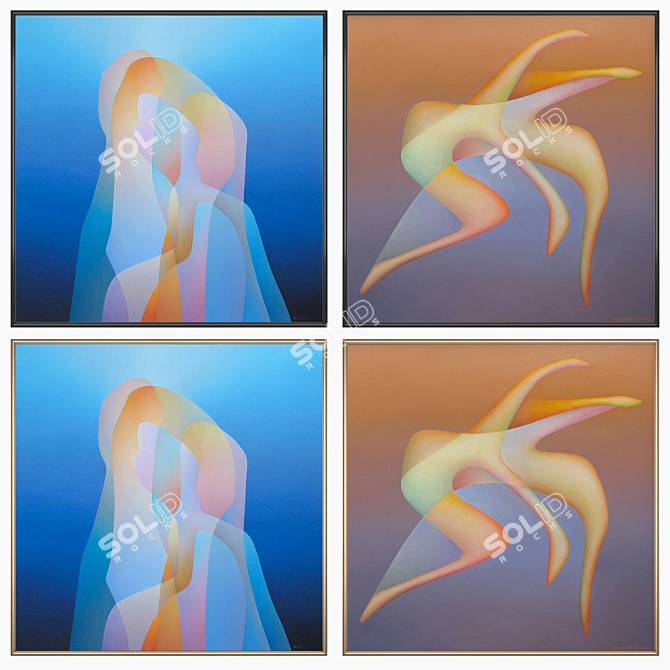 Artful Frames Set: 2 Paintings & 4 Frame Options 3D model image 2