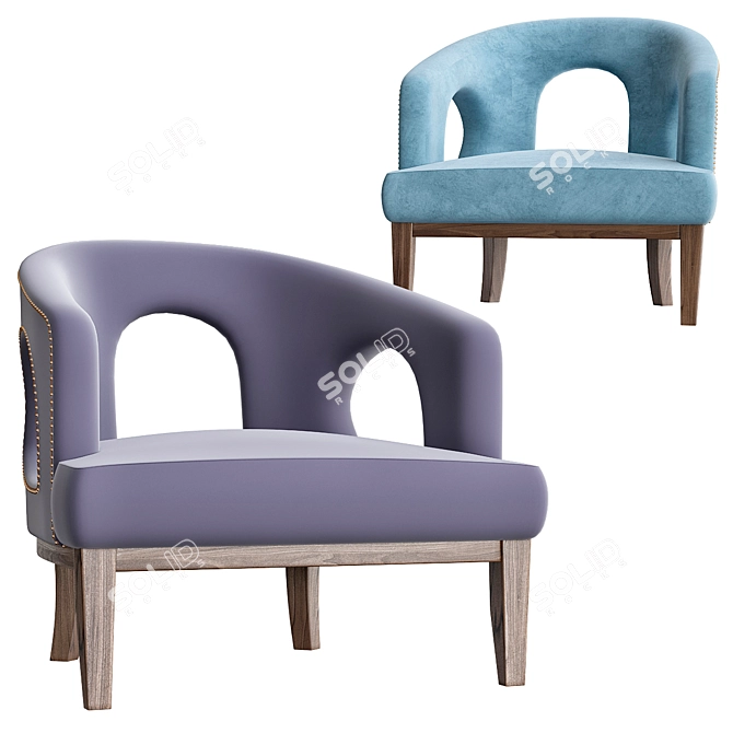 Elegant Velvet Accent Chair 3D model image 1