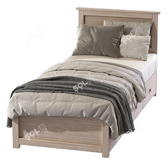 IKEA Bed with Drawers 3D model image 3