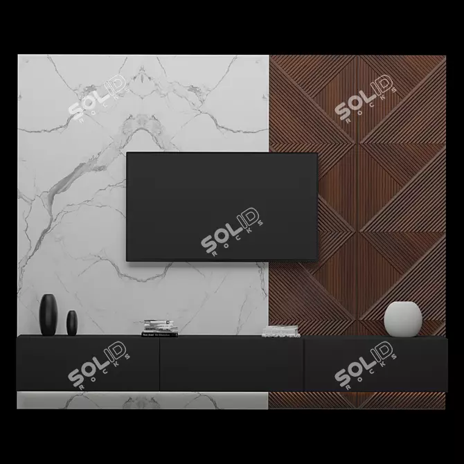 Elegant TV Wall Unit 3D model image 1