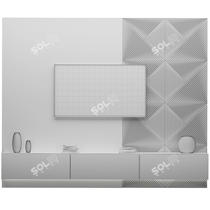 Elegant TV Wall Unit 3D model image 3