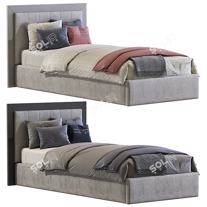 Stylish Contemporary Bed Frame 3D model image 1