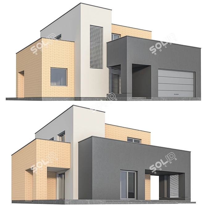 Modern House ZX74 3D model image 1