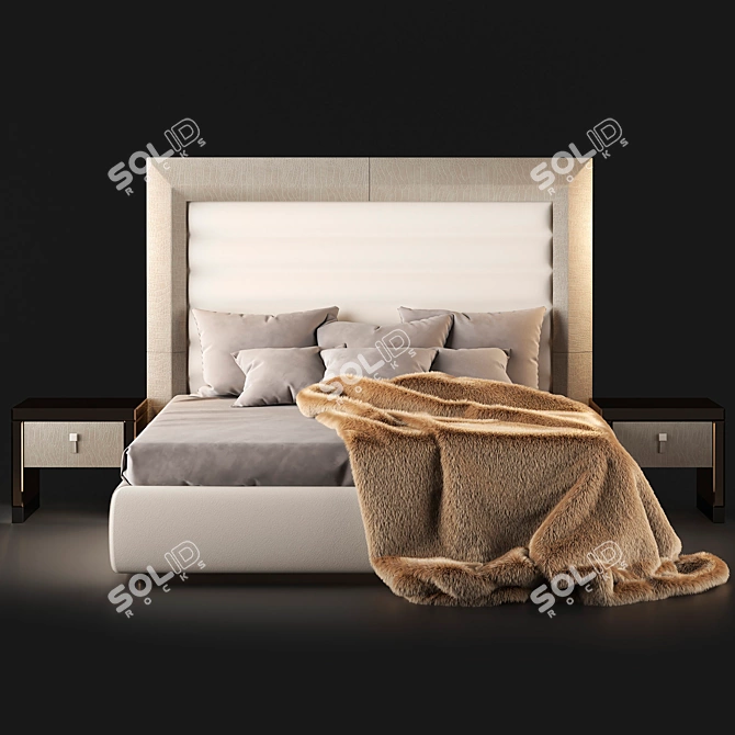 Contemporary Alligator Leather Bed 3D model image 1