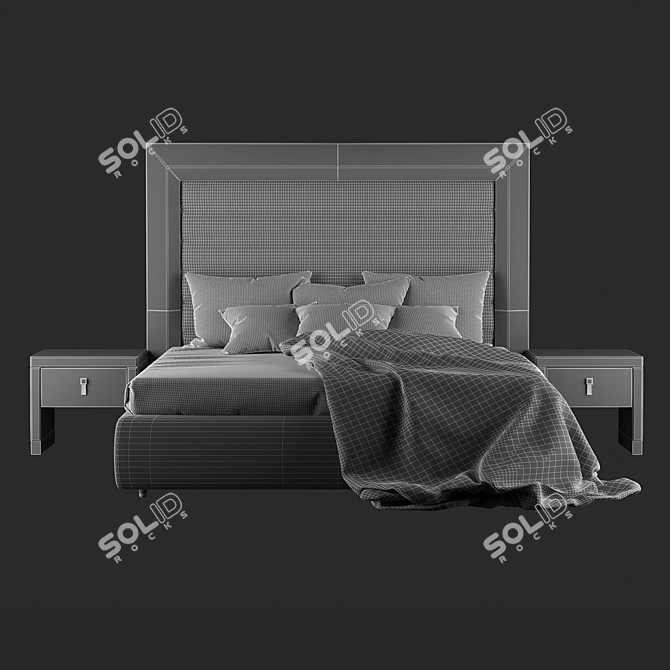 Contemporary Alligator Leather Bed 3D model image 5