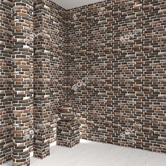 Classic Brick Wall Tile 3D model image 1