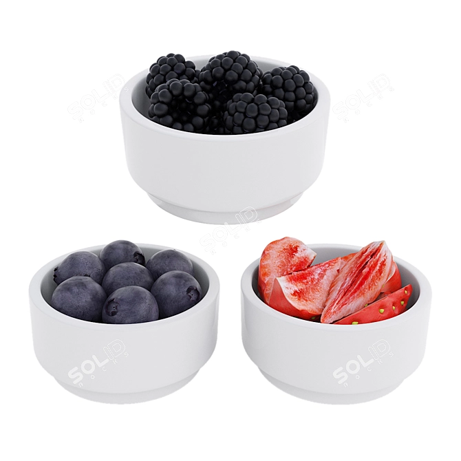 Berry Bliss Bowls 3D model image 4