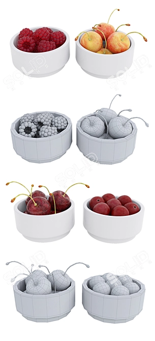 Berry Bliss Bowls 3D model image 6