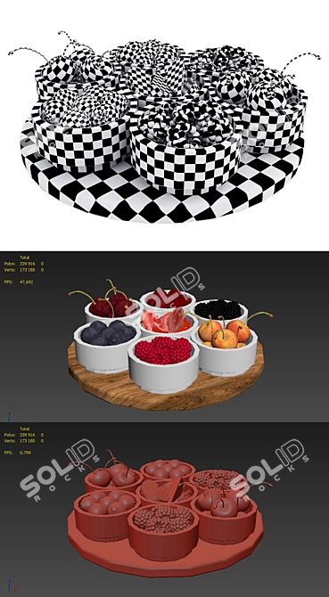 Berry Bliss Bowls 3D model image 8