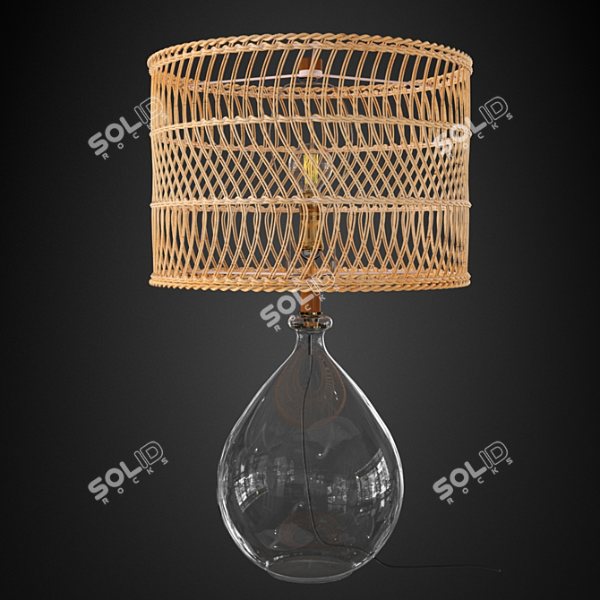 Elegant Teardrop Glass Table Lamp 3D model image 1