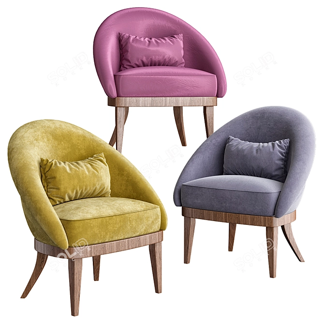 Luxury Velvet Kim Armchair 3D model image 1