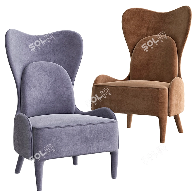 Elegant Lolita Armchair 3D model image 1