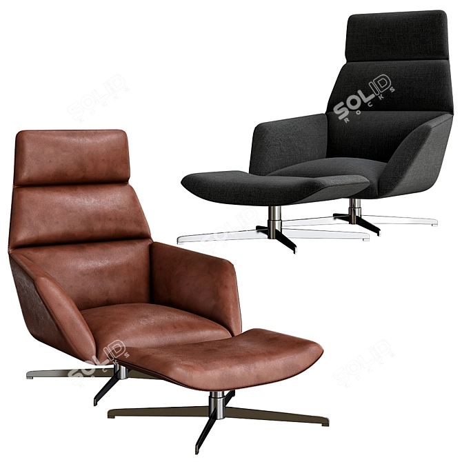 Luxury Swivel Chair with Ottoman 3D model image 1