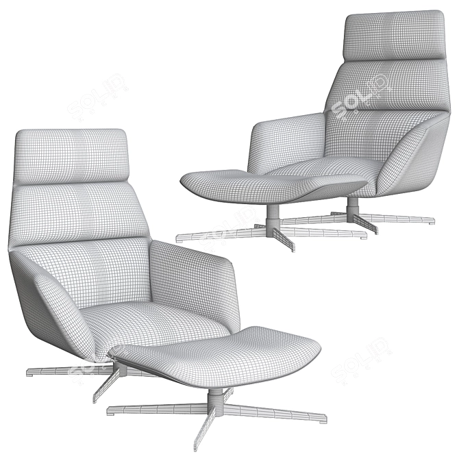 Luxury Swivel Chair with Ottoman 3D model image 2