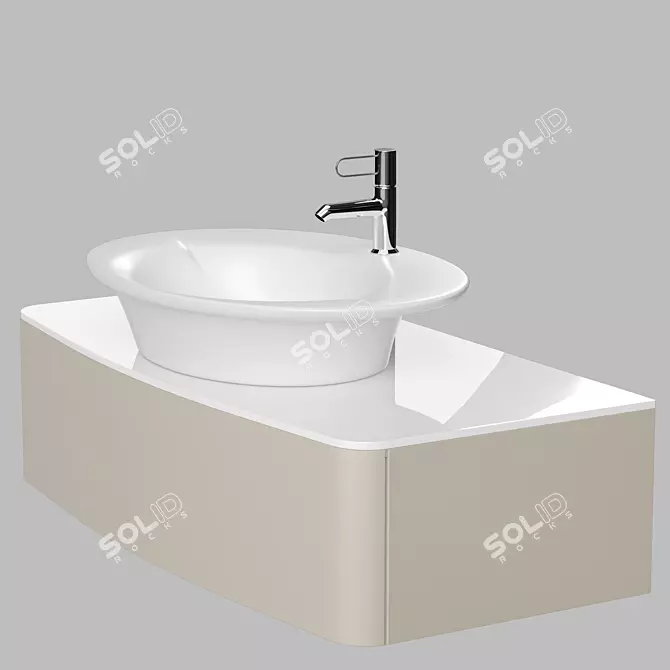 Jacod Delafon Presquile - Elegant Top-mounted Sink 3D model image 4