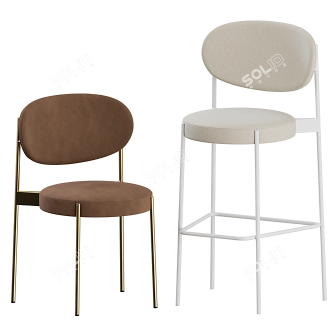 Verpan Series 430 Chair & Bar Stool: Elegant & Functional 3D model image 1