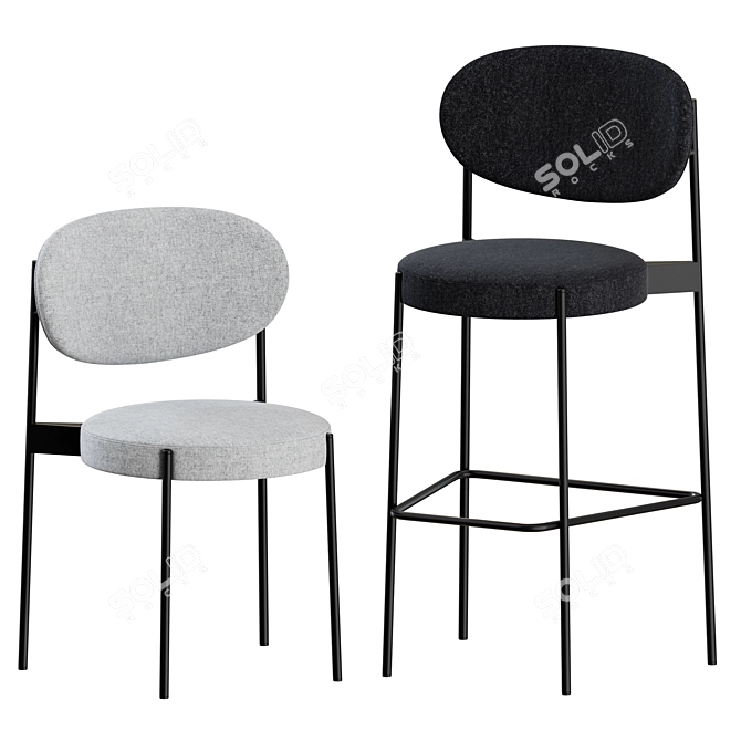 Verpan Series 430 Chair & Bar Stool: Elegant & Functional 3D model image 2
