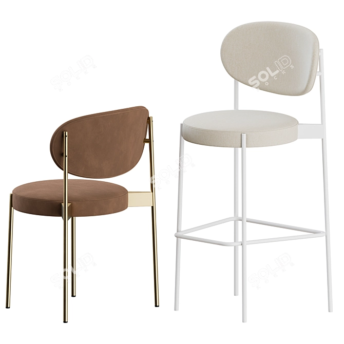Verpan Series 430 Chair & Bar Stool: Elegant & Functional 3D model image 5