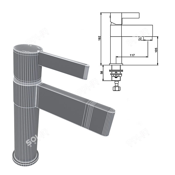 GAPPO 1081: Stylish Brass Basin Tap 3D model image 1