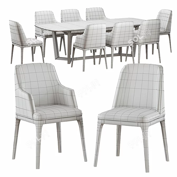 Elegant Galicia Armchair & Concorde Table 3D model image 3