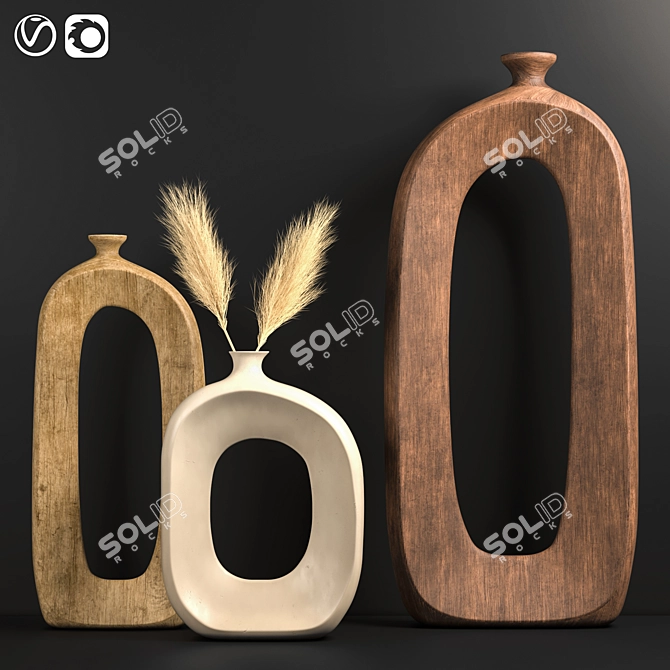 Modern Ceramic Vase Set 3D model image 1