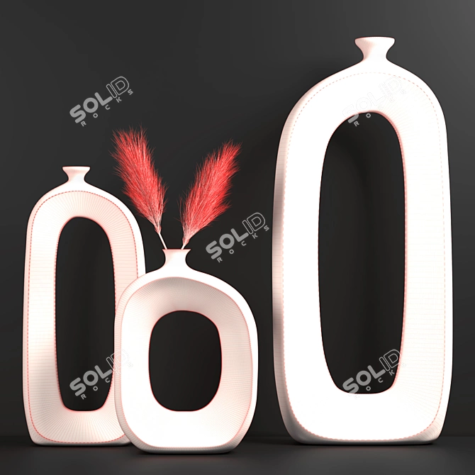 Modern Ceramic Vase Set 3D model image 3