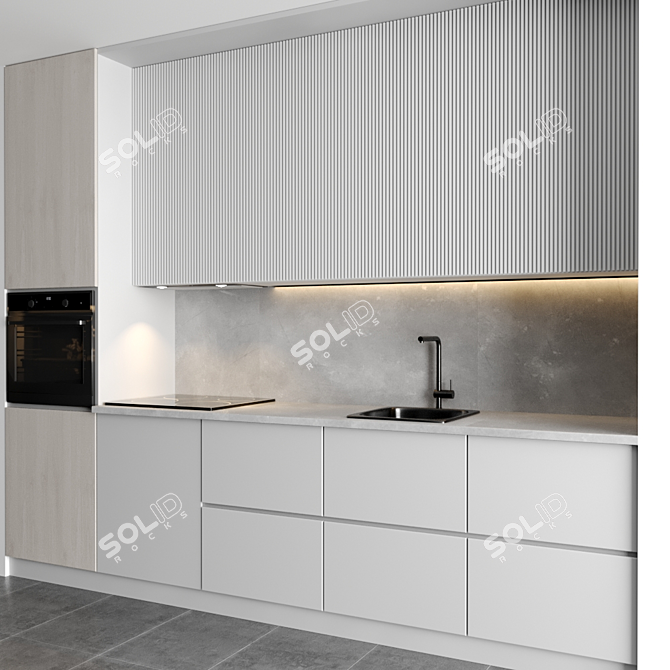 Modular Kitchen 3D Model 3D model image 2