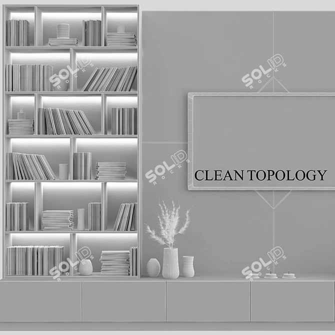 Modern TV Wall Unit with Varying Rendering Formats 3D model image 4