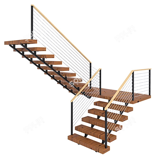 Modern Staircase Design V01 3D model image 1