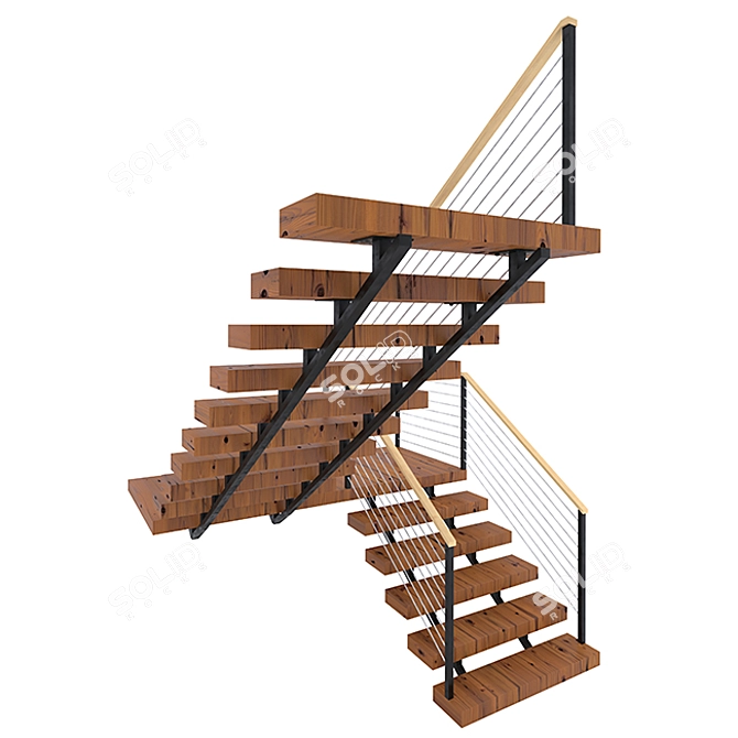 Modern Staircase Design V01 3D model image 2