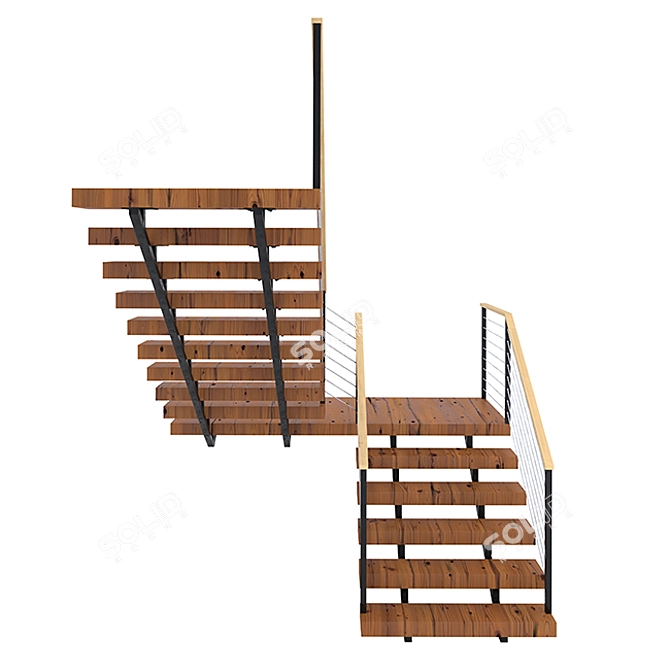 Modern Staircase Design V01 3D model image 3