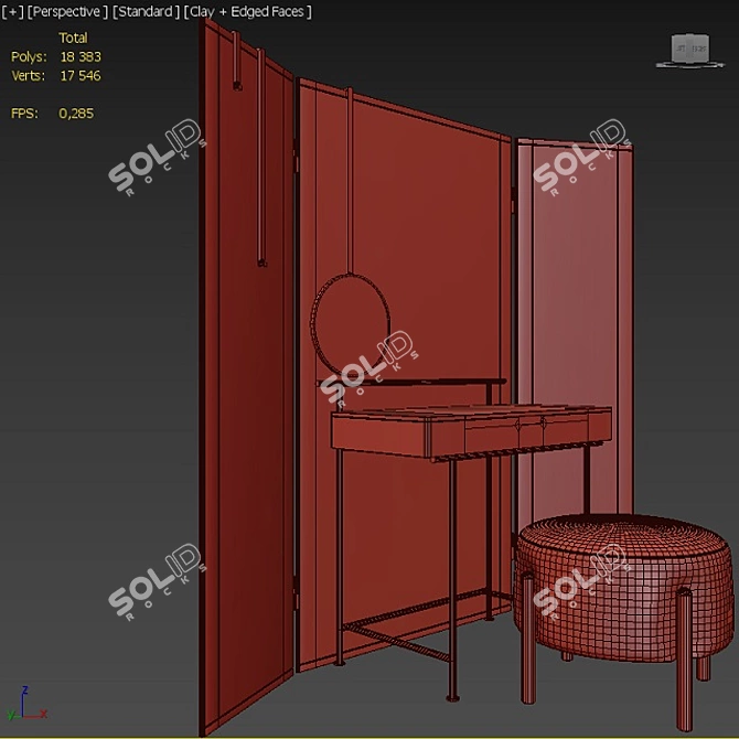 Elegant 375 Stay Vanity Set 3D model image 8