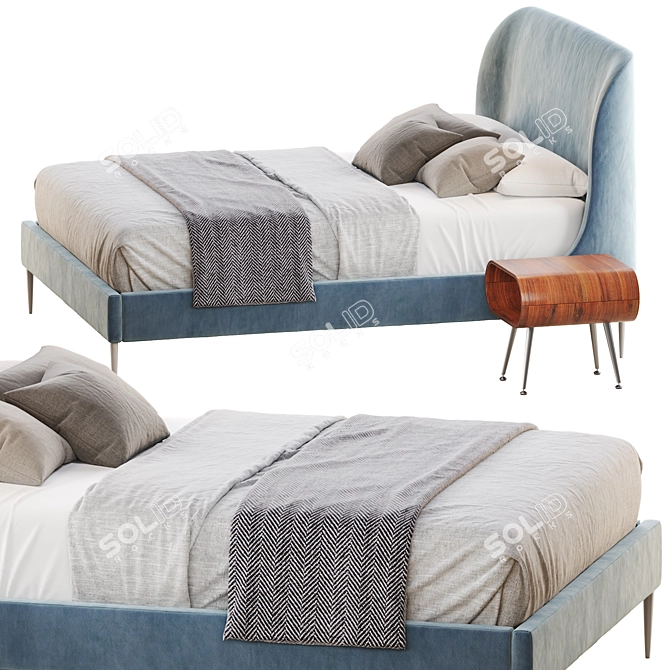 Lana Upholstered Bed: Stylish & Spacious 3D model image 2